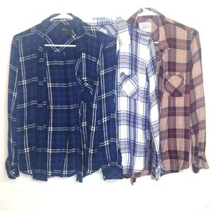 Rails Flannel Shirts Bundle (3) Blue, Black, Burgandy  L